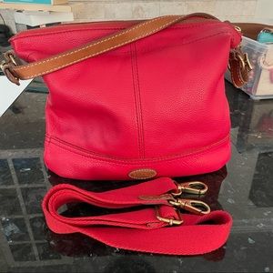 Fossil Purse Shoulder Bag Red Leather
